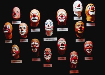 Clown masks from the Ringling Circus Museum in Florida