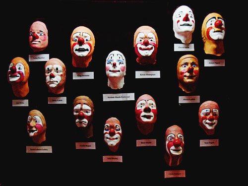 Clown masks from the Ringling Circus Museum in Florida