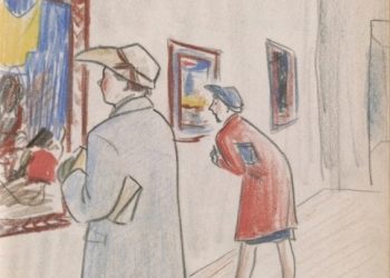 Dorr Bothwell’s sketch of visitors at the San Francisco Art Museum