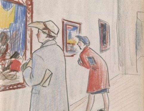 Dorr Bothwell’s sketch of visitors at the San Francisco Art Museum