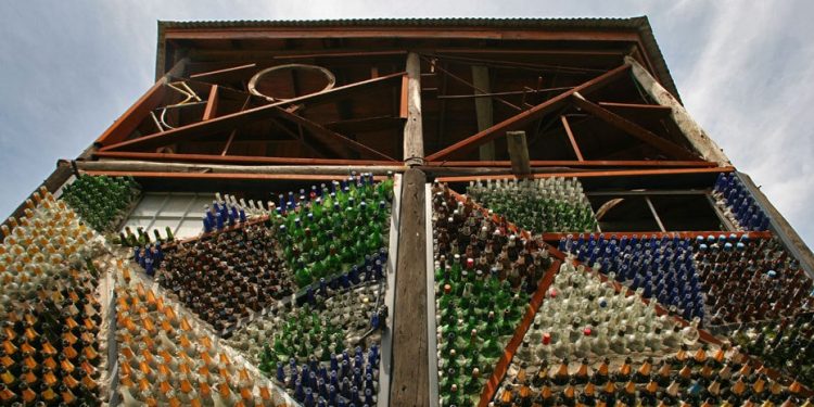 House made almost entirely of salvaged bottles
