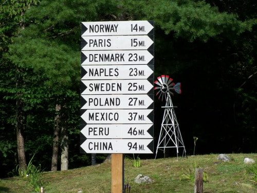 World Traveler Signpost, Lynchville, Maine